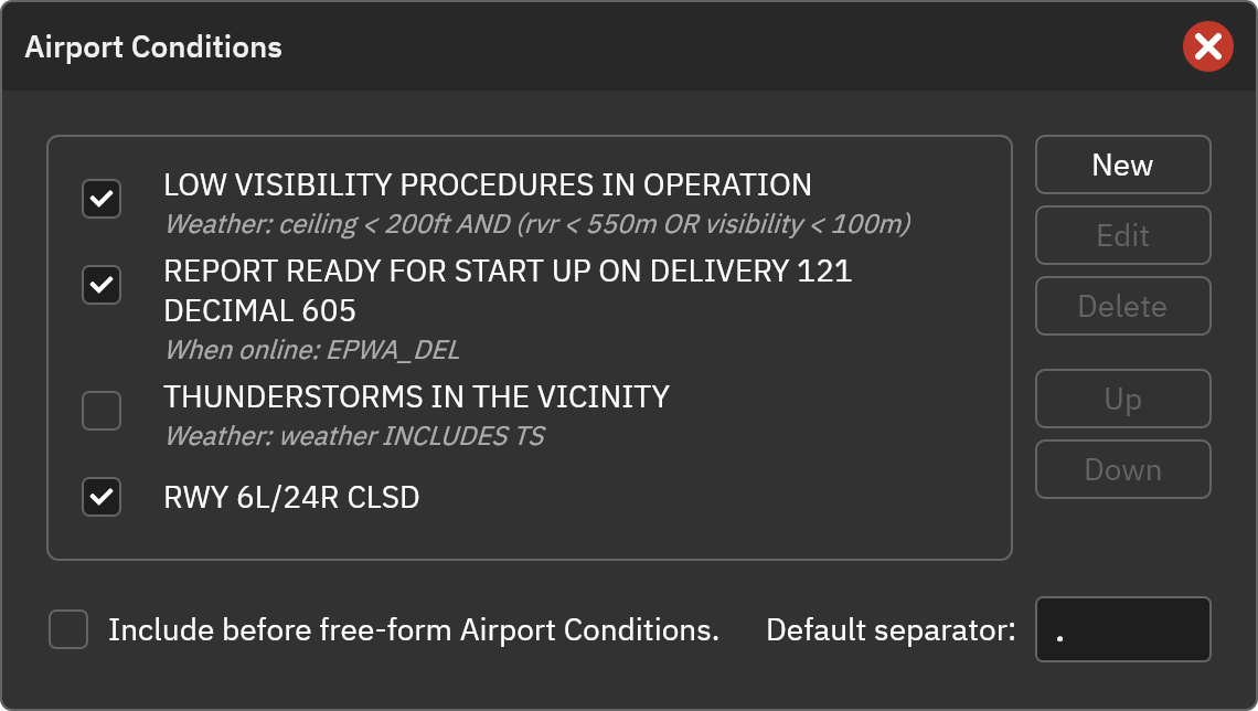 Conditional messages in the list