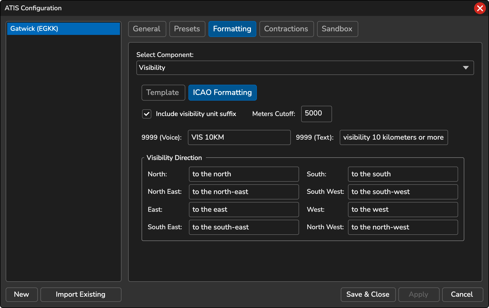 Visibility ICAO Formatting